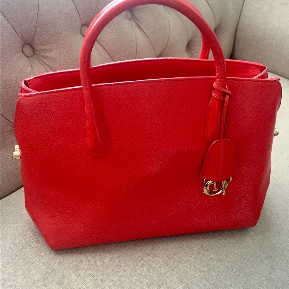 Christian Dior Orange Bar Tote Bag